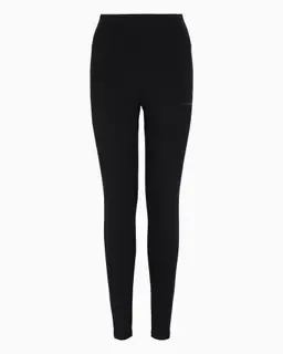 EA7 Logo Series Recycled Cotton-Blend Leggings Black