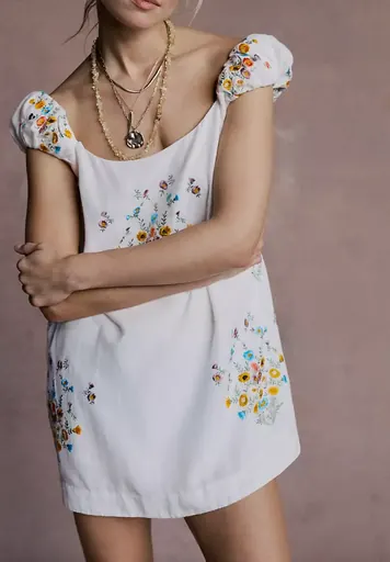 Free People Harlow Embroidered Mini Dress