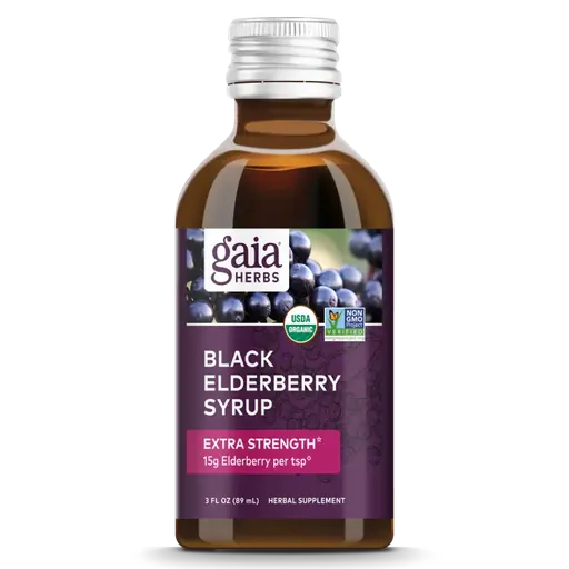 Gaia Herbs Organic Extra Strength Black Elderberry Syrup