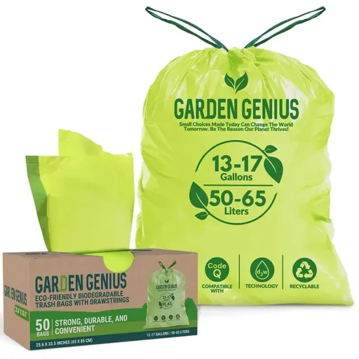 Garden Genius Biodegradable 13-17 Gallon Code-Q Trash Bags