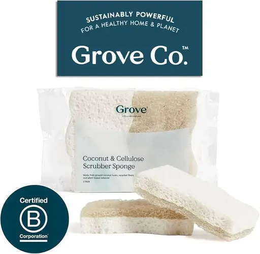 Grove Collaborative 2 Pack Coconut Scrubber Sponge 100% Natural