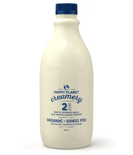 Happy Planet Creamery 2% Milk Organic Grass Fed glass bottle
