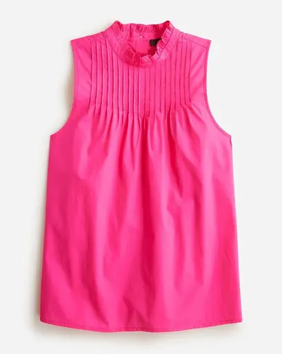 J.CREW Pintuck top in premium-weight cotton poplin