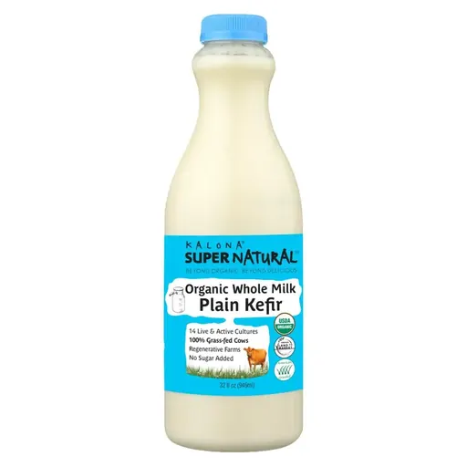 Kalona Super Natural Organic Whole Milk Plain Kefir plastic bottle