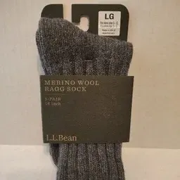 L.L.Bean Adults' Merino Wool Ragg Socks 10 inch Two-Pack Charcoal