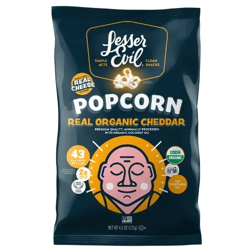 Lesser Evil Popcorn Real Organic Cheddar