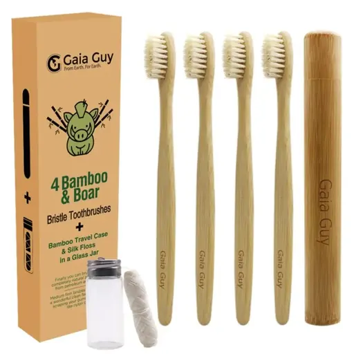 Naturifyze Bamboo & Boar Bristle Toothbrush 4 Pack