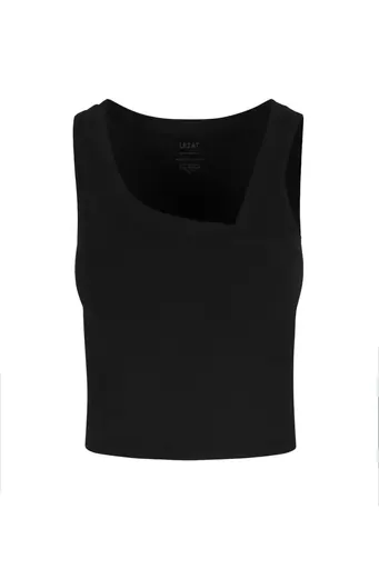 Organic Cotton Asymmetrical Tank Top Black