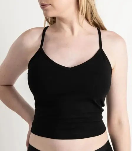 Organic Cotton Cropped Bra Top Black