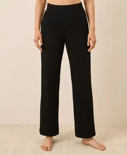 Pact Organic Dream Rib Wide Leg Lounge Pant Black