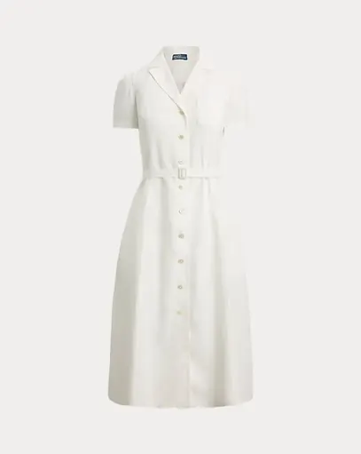 Polo Ralph Lauren Belted Silk-Blend A-Line Dress