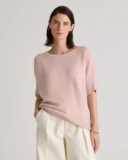Quince Lightweight Cotton Cashmere Link-Stitch Dolman Sweater
