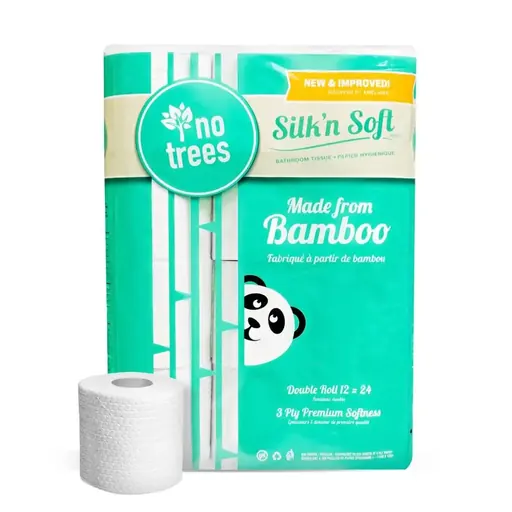Silk'n Soft Unbleached Bamboo Toilet Paper 3-Ply 12 Roll