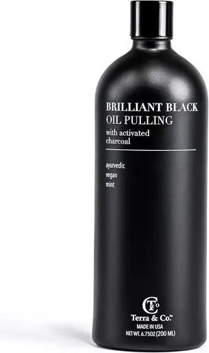 Terra & Co. Brilliant Black Oil Pulling Mouthwash Natural Oil Rinse with Vitamin E