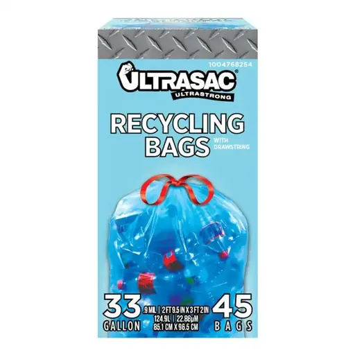 Ultrasac Blue Recycling Bags 33 Gallon