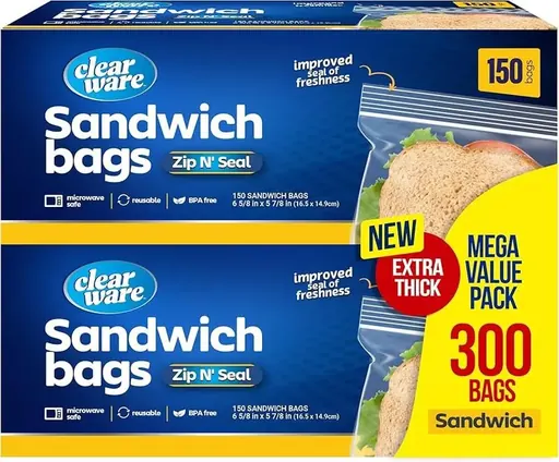 Zipper Seal Reusable Sandwich Bags