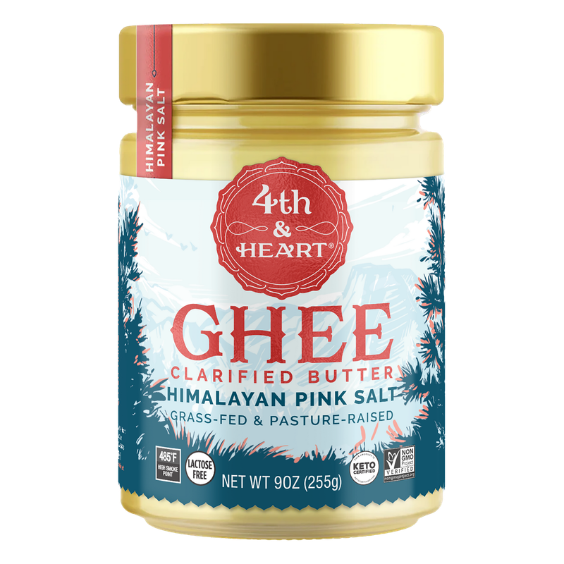 4th & HEART Ghee Clarified Butter Himalayan Pink Salt Grass-fed Glass jar