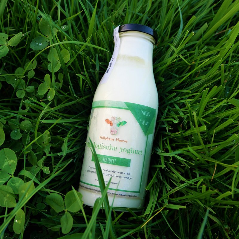 Hillekens Hoeve Biologische yoghurt Naturel glass bottle